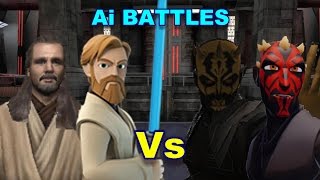 Ai Battles  Darth Savage and Maul vs Obi Wan and Qui Gon Jinn  Jedi Academy [upl. by Esiuole]