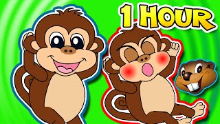 Five Little Monkeys Jumping On The Bed  Plus More  1 Hour Kids Compilation Cartoon Nursery Rhymes [upl. by Siuqcram]