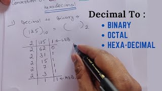 Decimal to Binary Octal Hexadecimal conversion in Hindi  Digital electronics tutorials [upl. by Bowie]