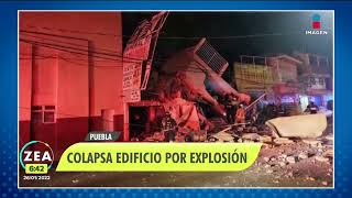 Edificio colapsa tras explosión de tanque de gas en Puebla  Noticias con Francisco Zea [upl. by Norahc]