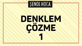 DENKLEM ÇÖZME 1  ŞENOL HOCA [upl. by O'Dell]