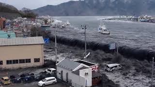 Tsunami hits Miyako City Hall 311 Full quality [upl. by Etnaik]