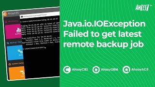 JavaioIOException Failed to get latest remote backup job [upl. by Janicki]