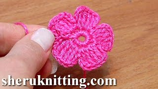 Crochet Small FivePetal Flat Flower [upl. by Candace]