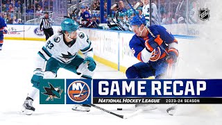 Sharks  Islanders 125  NHL Highlights 2023 [upl. by Aihtnamas]