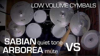 Sabian Quiet Tone vs Arborea Mute low noise cymbals sound demo comparison [upl. by Giddings]