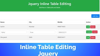 Inline Table Editing using jQuery  jQuery tutorial  jQuery tutorial for beginners [upl. by Lonni909]