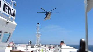 Naval Helicopter Medivac Training from Merchant Vessel [upl. by Lanor375]