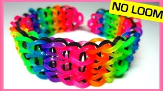 Triple Single Rainbow Loom Bracelet without Loom on Two Forks [upl. by Oiril758]