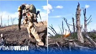 Ukraines International Legion storm Russian trench with heavy gunfire forcing enemy troops to flee [upl. by Vaasta]