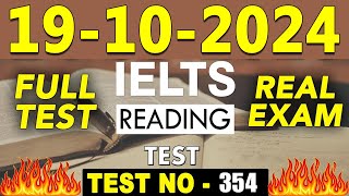 IELTS Reading Test 2024 with Answers  19102024  Test No  354 [upl. by Allicserp]