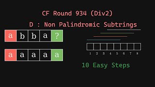 D Non Palindromic Substrings in 10 Easy Steps  Codeforces Round 934 Divison 2 [upl. by Ahseikan]