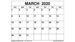 Free Printable March 2020 Calendar  WikiCalendarCom [upl. by Geis331]