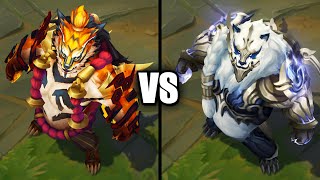 Inkshadow Volibear vs Duality Dragon Volibear Skins Comparison League of Legends [upl. by Rainger]