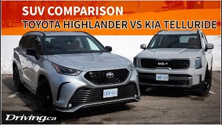 2023 Toyota Highlander vs Kia Telluride  SUV Comparison  Drivingca [upl. by Atig]