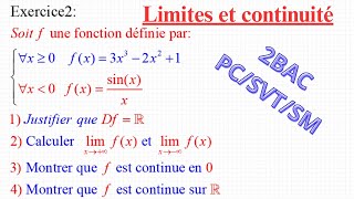 Limites et continuité  Exercice 2  2Bac PCSVTSM [upl. by Marta]