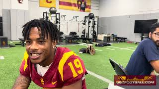 DB Jaylin Smith at USC Media Day [upl. by Odraboel513]