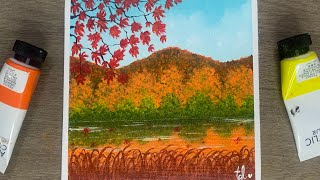 Easy Autumn Landscape Painting for Beginners  Acrylic Painting for Beginners [upl. by Lavoie]