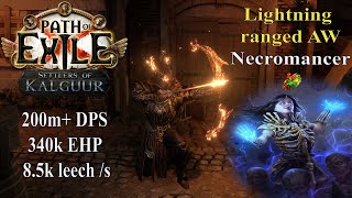 PoE 325 Settlers of Kalguur  200m DPS Lightning ranged Animate Weapon Necromancer guide [upl. by Ezekiel]