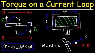 Torque on a Current Loop In a Magnetic Field amp Magnetic Dipole Moment  Physics [upl. by Noram810]