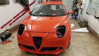 Alfa MiTo  hard front bumper wrapping  3M glossy red [upl. by Tu544]