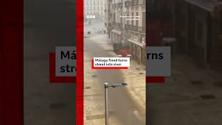 Málaga flood turns street into river after Spain torrential rain Spain BBCNews [upl. by Sherourd]