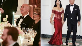 Lauren Sánchezs Stunning Red Corset Dress at White House State Dinner with Jeff Bezos [upl. by Euqinay]