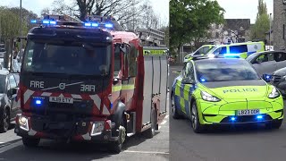 ELECTRIC POLICE CAR Cumbria Police Tesla Demonstrator and Ulverston Day Crew Pump Turnout [upl. by Talmud157]