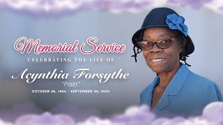 Memorial Service Celebrating the Life of Acynthia Peggy Forsythe  Sabbath November 2 2024  4 PM [upl. by Enybor]