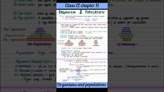 Class 12 Organisms and populations one shot Revision notes NEET NCERT chapter 11 Biology neet [upl. by Anoirb]