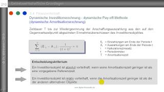 dynamische Amortisationsrechnung  PayoffMethode  Beispiel [upl. by Litnahc]