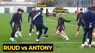 Van Nistelrooy TOYING Antony during rondo training ahead PAOK match  Man Utd News [upl. by Claresta]