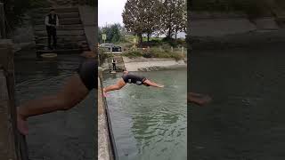 Winter swimming improves immunity Openair swimming pool Diving [upl. by Sabino]