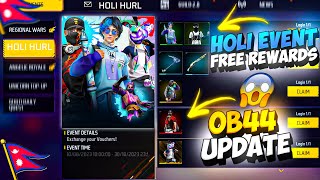 Holi Event Free Rewards 🔥 OB44 Patch Update Advance Server  Ramadan Event  Weekly Giveaway [upl. by Kerrill190]