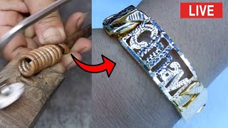 Watch how to make 18k gold bracelets popular 🔥🔨 shorts gold viral video silver jewelry [upl. by Hanikahs]