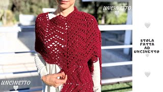 Tutorial sciarpa  stola facile a onde fatta a mano ad uncinetto facile  easy crochet  ganchillo [upl. by Eisiam]