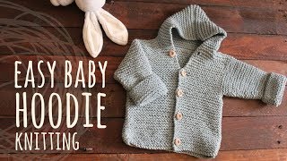 Tutorial Easy Baby Knitting Hoodie Cardigan [upl. by Ellynn]