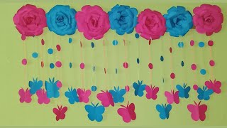 How to make wall hanging or door hanging from paper paper Rose flower door hangingWall hanging [upl. by Vina]