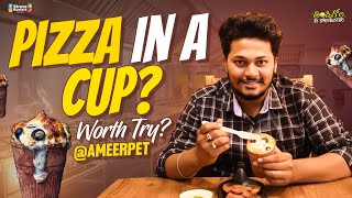 Pizza in a Cup Worth a Try in Ameerpet  Unique Street Food Experience  Tindi Gola [upl. by Yetac]