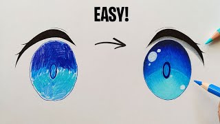 HOW TO COLOR ANIME EYES WITH COLORED PENCILS [upl. by Lattimer486]