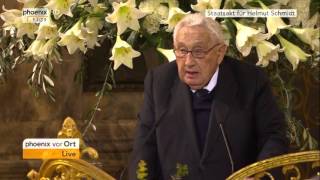 Staatsakt für Helmut Schmidt Henry Kissinger hält Rede am 23112015 [upl. by Hinson]