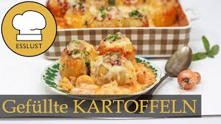 KARTOFFELFÄSSCHENAUFLAUF  Gefüllte Kartoffeln mit Hack und vegetarisch [upl. by Chessy]