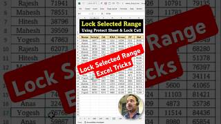 Excel Unique Tricks  Lock Selected Range  Lock Selected Range Protect and Lock Cell  ytshort [upl. by Eugatnom]