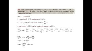 Dupa doua cresteri consecutive de preturi prima de 15 iar a doua de 20 un obiect costa 7452 [upl. by Esau]