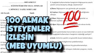 6Sınıf Bilişim Teknolojisi 1Dönem 2Yazılı [upl. by Mackler]