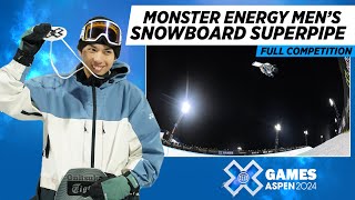 Monster Energy Men’s Snowboard SuperPipe FULL COMPETITION  X Games Aspen 2024 [upl. by Airtened]