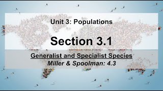 AP Environmental Science  Section 31 Generalists and Specialist Species [upl. by Cassandry655]