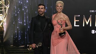 Emmys 2021 Brett Goldstein and Hannah Waddingham Ted Lasso  Full Backstage Interview [upl. by Ocirred515]