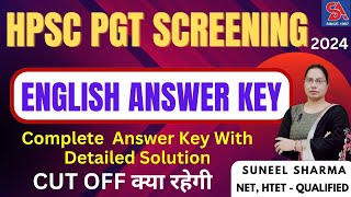 HPSC PGT SCREENING2024 ENGLISH PAPER ANSWER KEY I COMPLETE ANSWER KEY I DETAILED SOLUTION [upl. by Caputto]