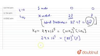 Ammonium carbamate decomposes as NH2COONH4s hArr 2NH3g CO2g  The value of K [upl. by Irab138]